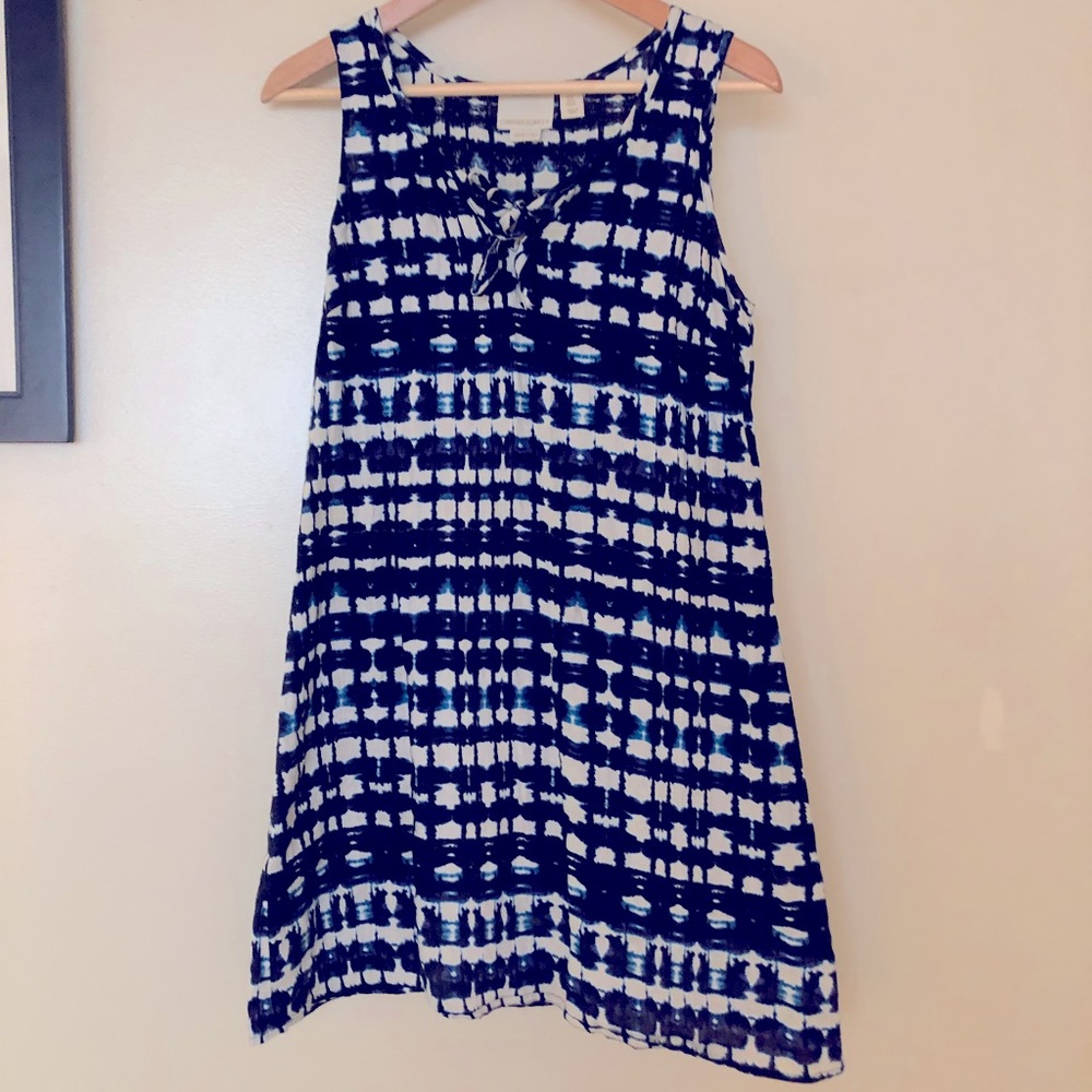 Beachy indigo print dress. Lined. 100% linen!
